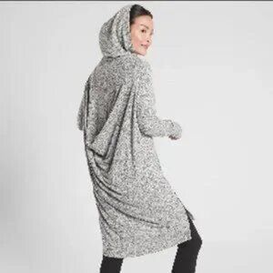ATHLETA HARMONY WRAP CARDIGAN LIGHT GREY HEATHER SIZE MEDIUM